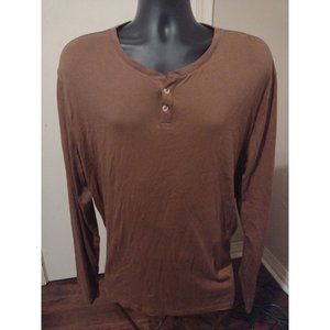 Men's Free Fly Comfort On Adventure Out Henley T-Shirt Long Sleeve 2XL Brown